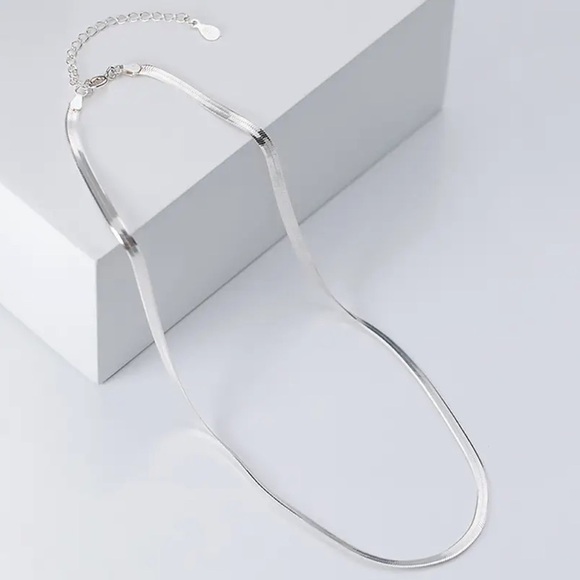 NEW Solid Sterling Silver Minimalist Snake Chain Necklace - Picture 2 of 7